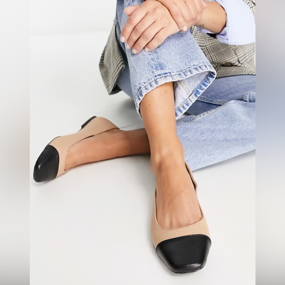 ASOS Beige and Black Square Flats